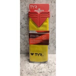 TYR Silicone Swim Cap Yellow Swimming Cap Wrinkle Free Classic Size
